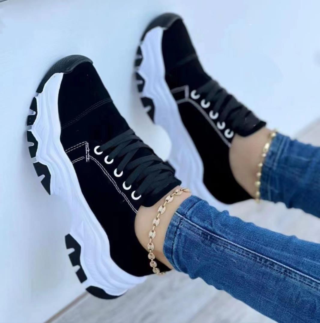 Platform Sport Flats Shoes Lace-up Sneaker Outdoor Walking Casual Shoes Women Platform Sport Flats Shoes Lace-up Sneaker Outdoor Walking Casual Shoes Women